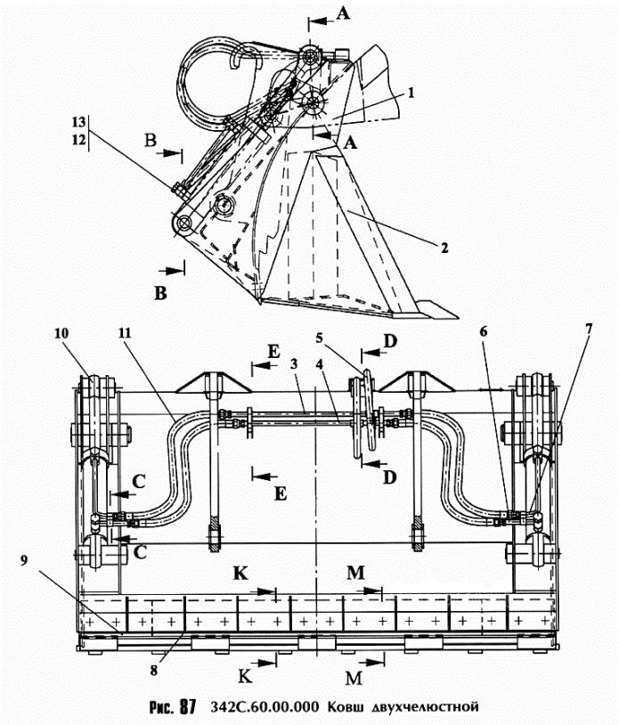 Стандартный чертеж ковша экскаватора